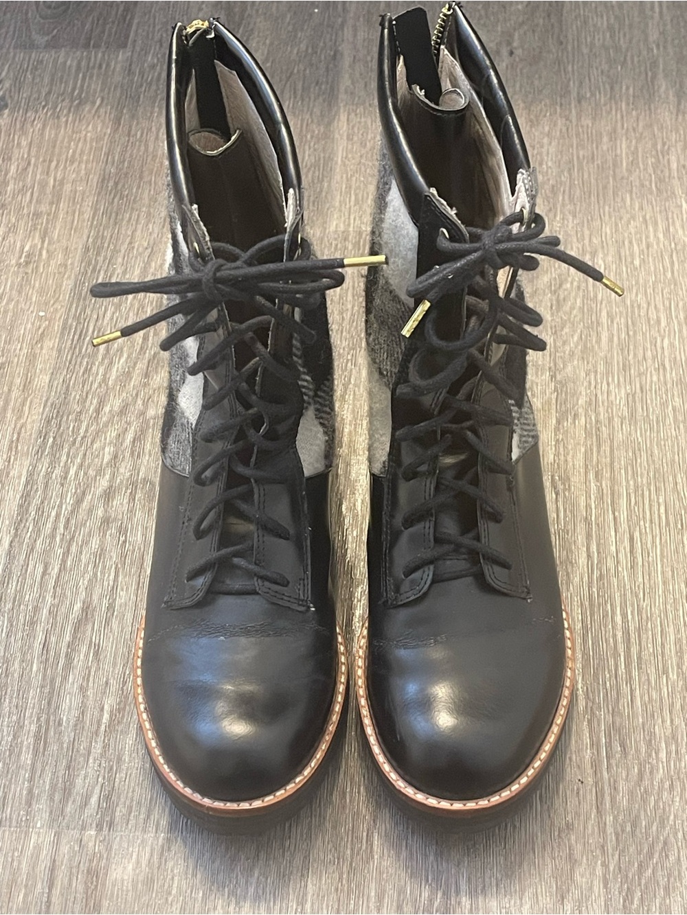 Matt Bernson Plaid Lace-Up Leather Boots 8M